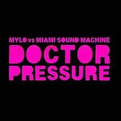 A black background with the artist names and song title written in capitalised pink font