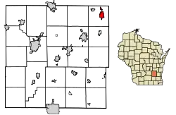 Location of Lomira in Dodge County, Wisconsin.