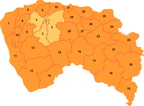 Wanjiang Subdistrict is labelled "4" on this map of Dongguan