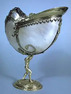 Nautilus Cup. This drinking vessel, for court feasts, depicts Atlas holding the shell on his back.[42] The Walters Art Museum