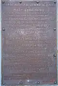 Tablet listing those interred in the Mausoleum