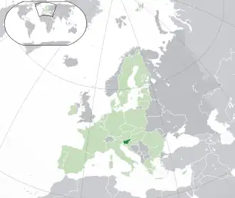 Map showing Slovenia in Europe