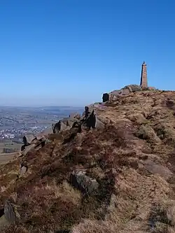 Wainman's Pinnacle, a stone obelisk on Earl Crag