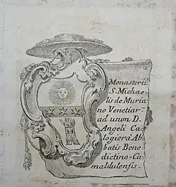 ecclesiastical arms of Abbot Angelo Calogera, featuring the family's original Cypriot ensign