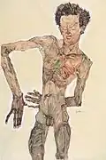 Self-portrait grimacing, 1910