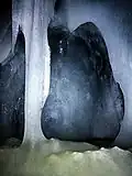 A closeup of one of the ice formations.
