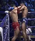 Elbow strike in Kun Khmer match