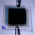 An electrochromic slide in colored state