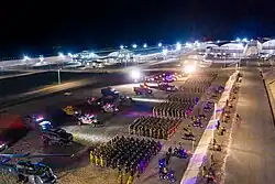 Soldiers and police officers standing in formation