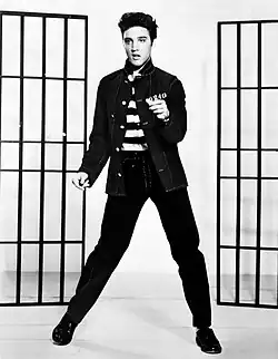 A photo of Presley posing over a white background