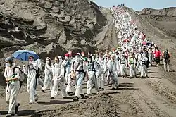 Activists in the open-pit coal mine