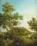 English Landscape Capriccio with a Palace