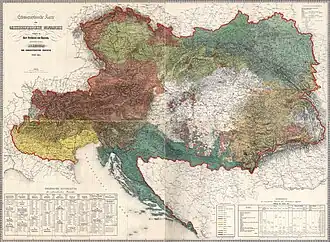 Ethnographic map of the Austrian Empire (1855) by Karl von Czoernig-Czernhausen&nbsp;[de]