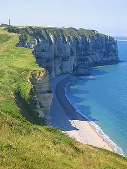 View of cliffs and lighthouse