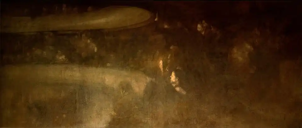 The Theater of Belleville (1895), oil on canvas, 220 x 490&nbsp;cm., Musée Rodin, Paris