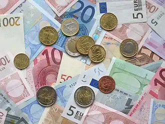 Image 17Coins and banknotes of the Euro, the single-currency introduced from 1999 (from History of the European Union)