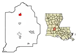 Location of Turkey Creek in Evangeline Parish, Louisiana.