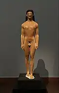 Experimental color reconstruction of the Kouros of Tenea, Frankfurt Liebieghaus