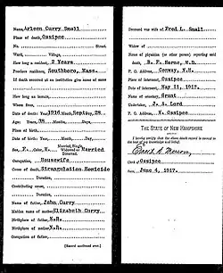 Mrs. Small's death certificate