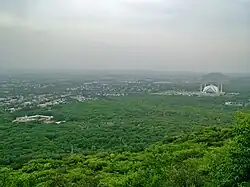 View of Faisal Mosque and Jamia Faridia from Daman-e-Koh