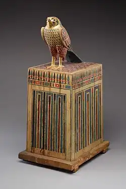 Falcon box with wrapped contents; 332–30&nbsp;BC