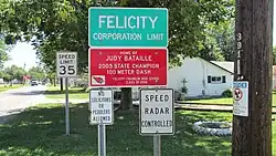 Felicity corporation limit sign.