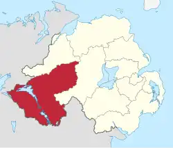 Fermanagh and Omagh shown within Northern&nbsp;Ireland