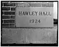 Hawley Hall cornerstone