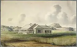 Image 4The first Government House in Auckland, as painted by Edward Ashworth in 1842 or 1843. Auckland was the second capital of New Zealand. (from History of New Zealand)