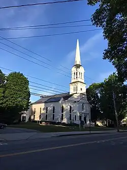 A view of the northern (front) and eastern facades of the church
