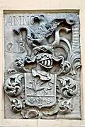 Coat of arms of Gottlieb Bellawary (1721-1759) on the front of the Brotherhood of Blackheads, Tallinn