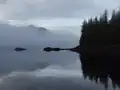 Fog lifting around Clark Islet