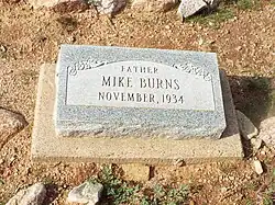 The grave of Mike Burns, whose real name was Hoo-moo-thy-ah. He was the cousin of Carlos Montezuma. When he was a child he led the US Cavalry to Skeleton Cave where he witnessed the massacre of his people.