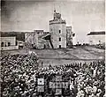 Fortaleza Ozama in 1924 with the Dominican flag.