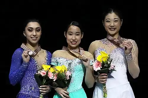The women's medalists at the 2017 Four Continents Championships