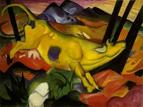 Franz Marc, 1911, The Yellow Cow, oil on canvas, 140.5 × 189.2&nbsp;cm