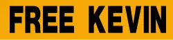 Black sans serif text "FREE KEVIN" on a yellow background