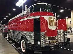 Front right of Futurliner #3 on display in Salt Lake City, Utah
