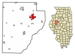 Location of Canton in Fulton County, Illinois.