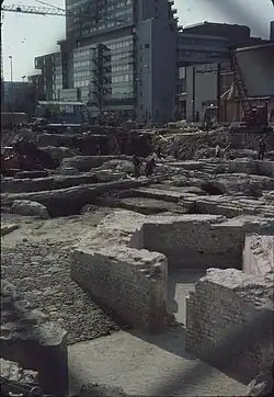 The castle foundations in 1976