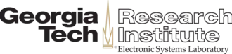 The words "Georgia Tech" in black to the left of a stylized campanile, and the words "Research Institute" in outline to the right of the stylized campanile. The words "Electronic Systems Laboratory" are written below the right side of the image.