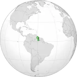 Map showing Guyana