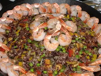 Shrimp in farro salad