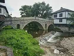 A stone bridge over the river in Tryavna