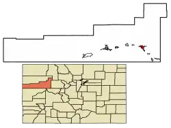 Location of the City of Glenwood Springs in Garfield County, Colorado