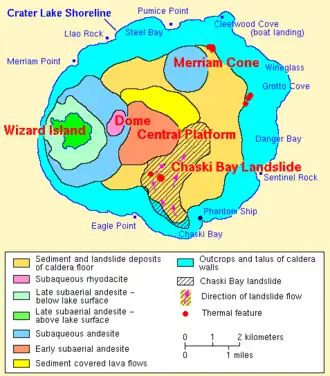 Geologic map of Wizard Island and the lake floor