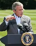 The Falcon lectern featuring the seal of the president of the United States in 2006