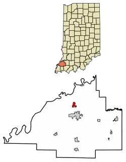 Location of Patoka in Gibson County, Indiana.