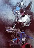 Gjelosh Gjokaj, Chicken, 1985 oil on canvas, 120 × 80&nbsp;cm