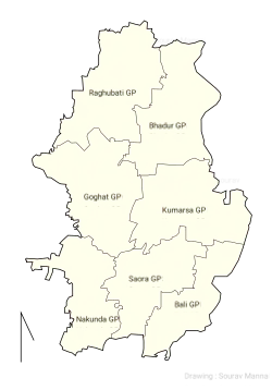 Goghat-I CD block map showing GP areas